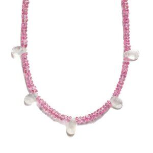 Gorgeous Pink Tourmaline & Moonstone Necklace Unique Handmade Necklace Beautiful
